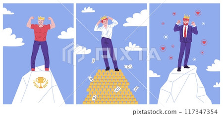 Triumph and success vector illustration set Triumph and success vector illustration set 117347354