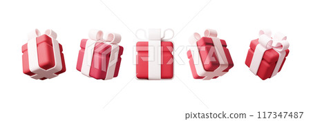 3D gift box set isolated 117347487