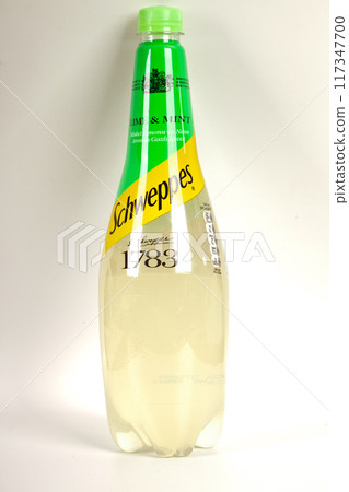 Schweppes carbonated drinks lime mint in 1 liter plastic bottles, Istanbul Turkey october 07 2023 Schweppes carbonated drinks lime mint in 1 liter plastic bottles, Istanbul Turkey october 07 2023 117347700