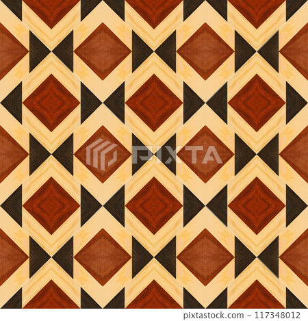 Wooden marquetry can be patterns created from the combination of pine and walnut wood, wooden floor, parquet, cutting board, seamless texture 117348012