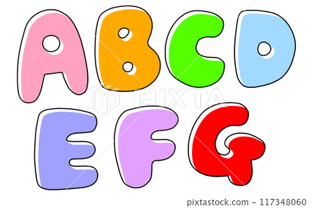 寬鬆簡單的大寫字母“ABCDEFG”圓角版，純色 117348060