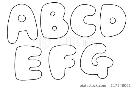 寬鬆簡單的大寫字母“ABCDEFG”圓角版線描 117348061