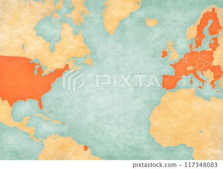 Map of North Atlantic Ocean - USA and EU Map of North Atlantic Ocean - USA and EU 117348083