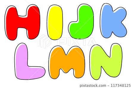 寬鬆簡單的大寫字母“HIJKLMN”圓形版本，純色 117348125