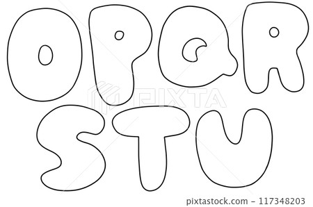 寬鬆簡單的大寫字母“OPQRSTU”圓角版線描 117348203