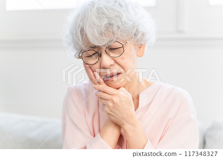 患有牙痛的高級婦女 患有牙痛的高級婦女 117348327