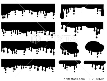 A set of dripping decoration materials, dripping ink, paint silhouettes A set of dripping decoration materials, dripping ink, paint silhouettes 117348604