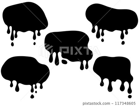 A set of dripping decoration materials, dripping ink, paint silhouettes A set of dripping decoration materials, dripping ink, paint silhouettes 117348605