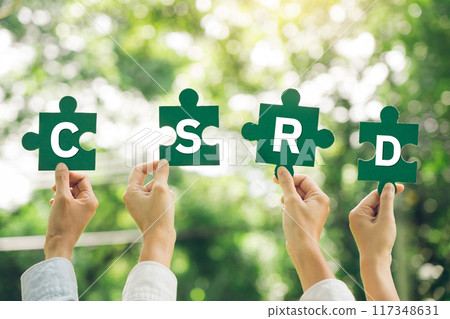 Corporate Sustainability Reporting Directive (CSRD) Concept. The European Union and financial reporting standards regarding sustainability disclosures. Corporate Sustainability Reporting Directive (CSRD) Concept. The European Union and financial reporting standards regarding sustainability disclosures. 117348631
