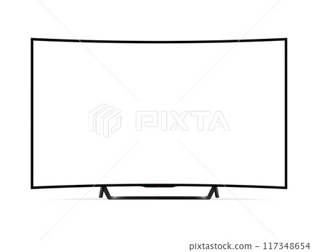 Modern curved TV with blank screen mockup 117348654