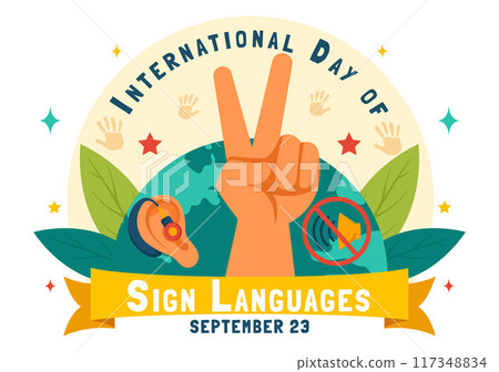 International Day of Sign Languages Vector Illustration Featuring People Demonstrating Hand Gestures and Hearing Disability in a Flat Background International Day of Sign Languages Vector Illustration Featuring People Demonstrating Hand Gestures and Hearing Disability in a Flat Background 117348834
