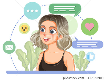 Social Media Interaction Illustration 117348909