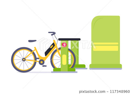Public Bicycle Charging Station as Eco-friendly Transport Vector Illustration 117348960