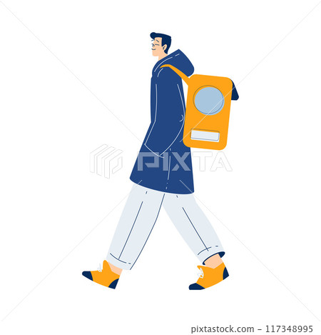 Food Delivery with Man Character Walking Carry Bag Vector Illustration Food Delivery with Man Character Walking Carry Bag Vector Illustration 117348995