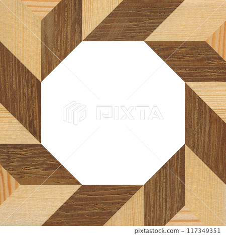 Wooden marquetry can be patterns created from the combination of pine and walnut wood, wooden floor, parquet, cutting board 117349351