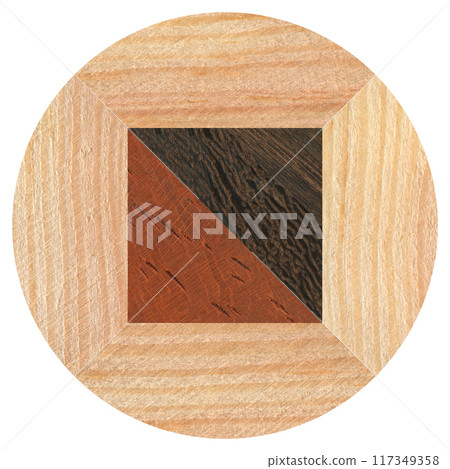 Wooden marquetry can be patterns created from the combination of pine and walnut wood, wooden floor, parquet, cutting board 117349358