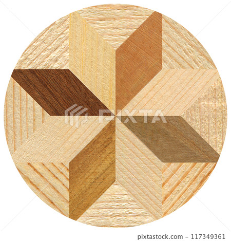 Wooden marquetry can be patterns created from the combination of pine and walnut wood, wooden floor, parquet, cutting board 117349361