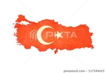 Isolated map of Turkey with flag in soft grunge and vintage style. Isolated map of Turkey with flag in soft grunge and vintage style. 117349425