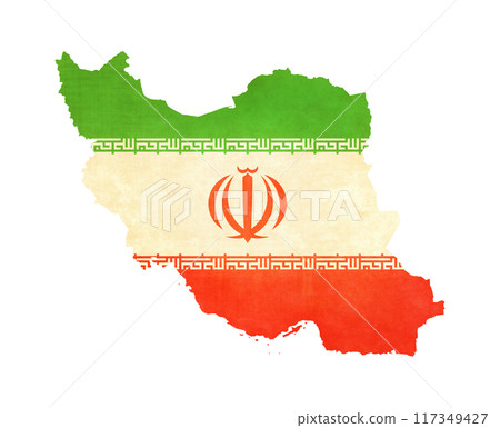 Isolated map of Iran with flag in soft grunge and vintage style. Isolated map of Iran with flag in soft grunge and vintage style. 117349427