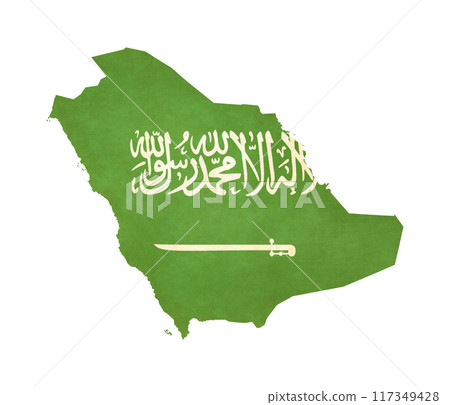 Isolated map of Saudi Arabia with flag in soft grunge and vintage style. Isolated map of Saudi Arabia with flag in soft grunge and vintage style. 117349428