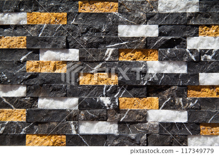 Cutting black white and beige organic marble wall rectangular, seamless lined up 117349779