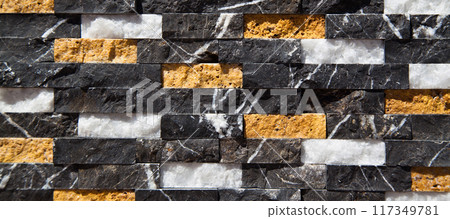 Cutting black white and beige organic marble wall rectangular, seamless lined up Cutting black white and beige organic marble wall rectangular, seamless lined up 117349781