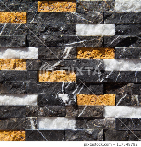 Cutting black white and beige organic marble wall rectangular, seamless lined up 117349782
