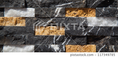 Cutting black white an beige organic marble wall rectangular, seamless lined up Cutting black white an beige organic marble wall rectangular, seamless lined up 117349785