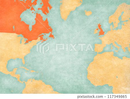 Map of North Atlantic Ocean - United Kingdom and Canada Map of North Atlantic Ocean - United Kingdom and Canada 117349865