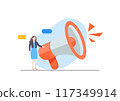 Marketing communication strategies concept, Public Relations manage,  Social media ads, advertising and networking for customer. 117349914