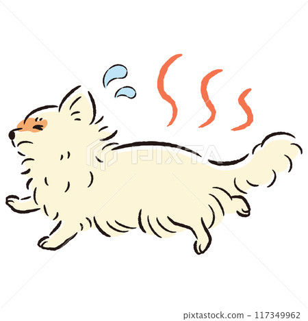 一隻表情炎熱而困擾的狗的插圖 117349962