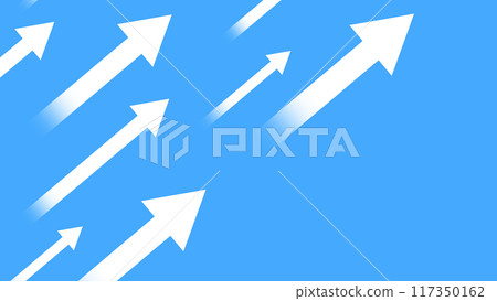 Illustration of an arrow moving diagonally upwards to the right 117350162
