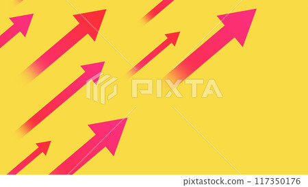 Illustration of an arrow moving diagonally upwards to the right 117350176