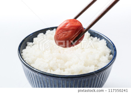 Pickled plum (pickled in shiso) and rice Pickled plum (pickled in shiso) and rice 117350241