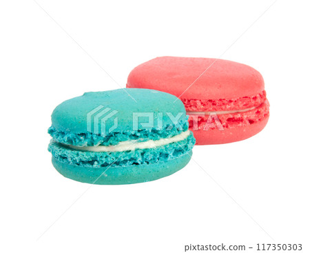 colorful macaroons isolated on the white background 117350303