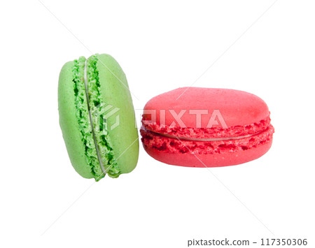 colorful macaroons isolated on the white background 117350306