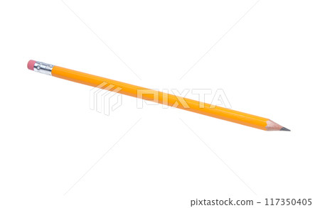 yellow pencil isolated on the white 117350405