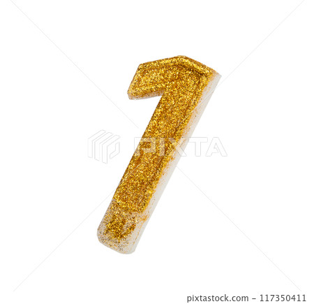 photo of golden decorative number isolated on the white photo of golden decorative number isolated on the white 117350411