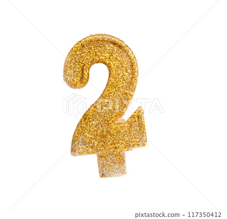 photo of golden decorative number isolated on the white 117350412