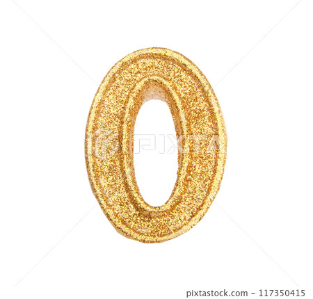 photo of golden decorative number isolated on the white 117350415