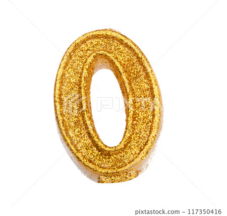 photo of golden decorative number isolated on the white 117350416
