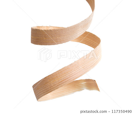 wooden sawdust slice isolated on the white 117350490