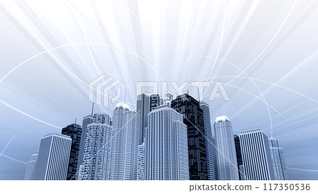網路通訊城市通訊科技科技商務3D插畫 網路通訊城市通訊科技科技商務3D插畫 117350536