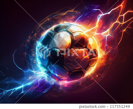 抽象足球爆炸的圖像 抽象足球爆炸的圖像 117351249