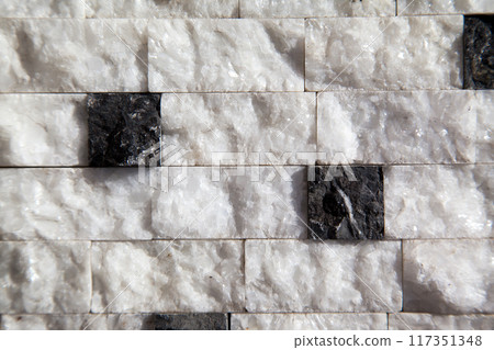 Cutting black white an grey organic marble wall rectangular, seamless lined up 117351348