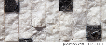 Cutting black white an grey organic marble wall rectangular, seamless lined up 117351411