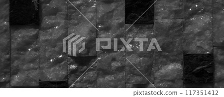 Cutting black white an grey organic marble wall rectangular, seamless lined up 117351412