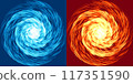 Abstract swirl backgrounds. Cold and warm spirals 117351590