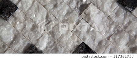 Cutting black white an grey organic marble wall rectangular, seamless lined up 117351733