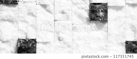 Cutting black white an grey organic marble wall rectangular, seamless lined up 117351745